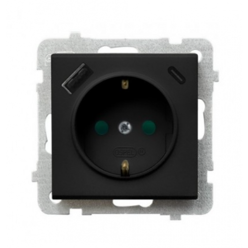 SONATA Gniazdo pojedyncze z uziemieniem schuko z przesłonami torów prądowych z ładowarką USB A+C kolor czarny metalik GP-1RSPUSBAC/m/33 OSPEL - przechwytywanie[213].png